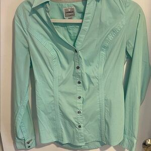 Express Essentials Women's Light Green Button-Down Shirt